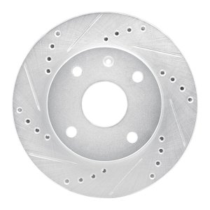 Chevrolet Optra Brake Rotor (1) - Front Left - R1 Concepts - Drilled & Slotted - Silver - `04-`10